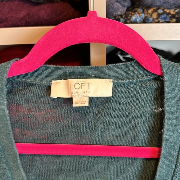 Loft green long sleeve v neck button front long cardigan size XS - Picture 2 of 3